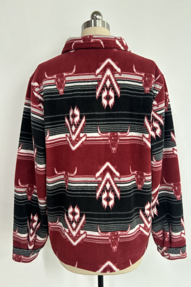 Unisex Big Fleece Shirts|Simple and Premium|Hip Pockets|Button-Up|M-06-001 BlackRed