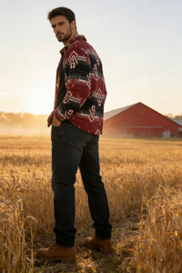 Unisex Big Fleece Shirts|Simple and Premium|Hip Pockets|Button-Up|U-06-001 Black/Red print, Black/Blue print