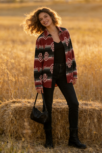Unisex Big Fleece Shirts|Simple and Premium|Hip Pockets|Button-Up|U-06-001 Black/Red print, Black/Blue print