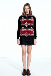 Chaleco polar Lushest | Cremallera frontal completa | Bolsillos de ribete en la cadera | W-06-002-Negro-Rojo