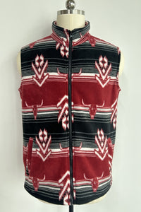 Chaleco polar Lushest | Cremallera frontal completa | Bolsillos de ribete en la cadera | W-06-002-Negro-Rojo