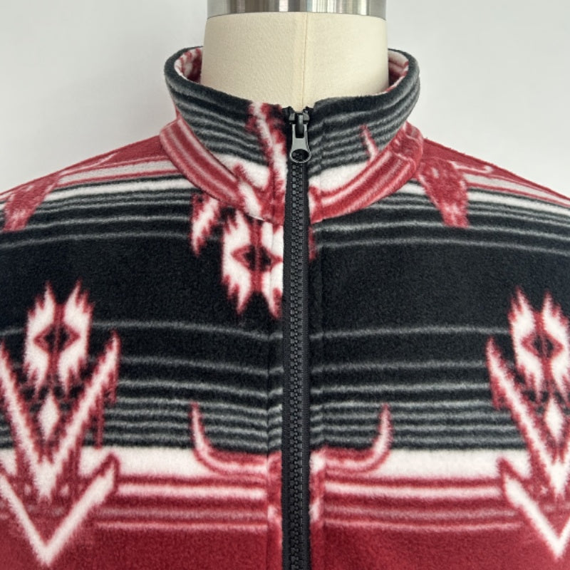 Chaleco polar Lushest | Cremallera frontal completa | Bolsillos de ribete en la cadera | W-06-002-Negro-Rojo