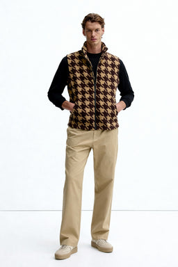 Chaleco polar Lushest | Cremallera frontal completa | Bolsillos de ribete en la cadera | W-06-002-Chocolate oscuro