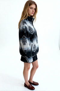 All-day Cozy Quarter-Zip Fleece Cadet Pullove|Relaxed Fit|W-06-003 BlackBlue