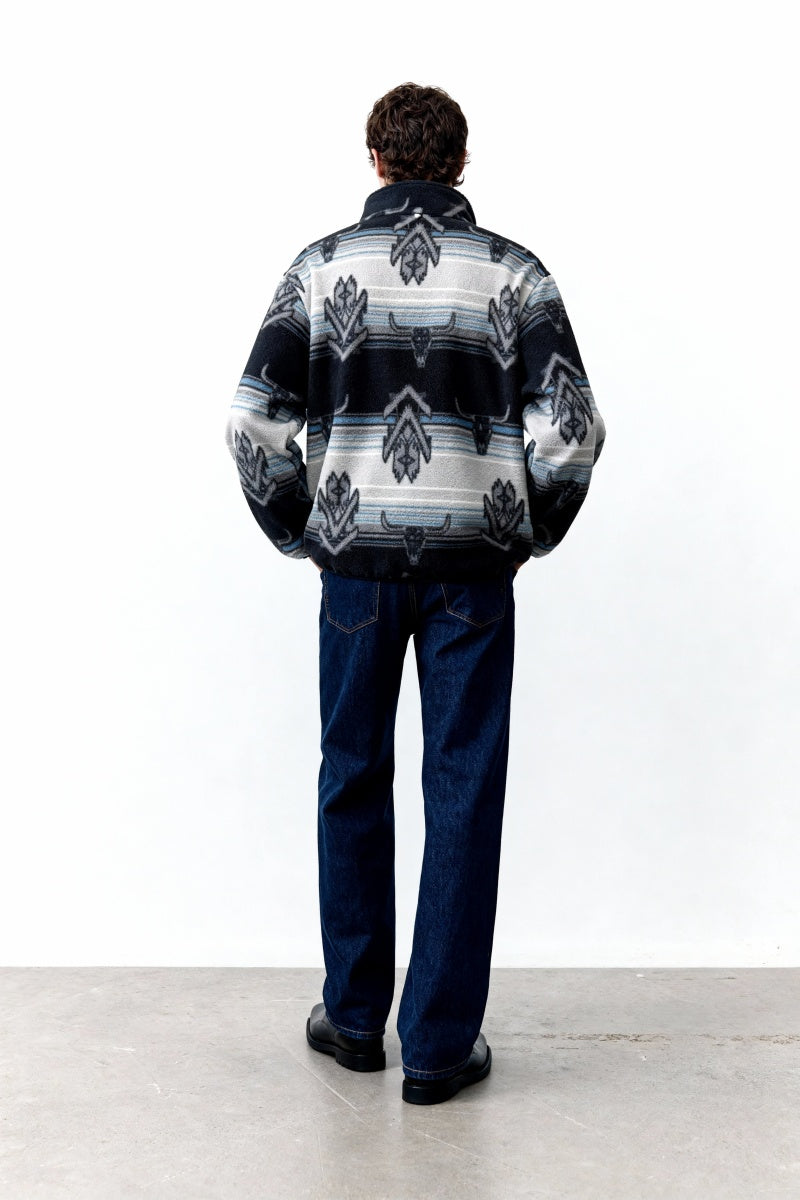 All-day Cozy Quarter-Zip Fleece Cadet Pullove|Relaxed Fit|M-06-003 BlackBlue