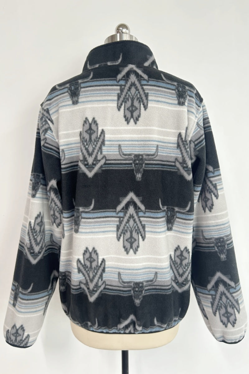 All-day Cozy Quarter-Zip Fleece Cadet Pullove|Relaxed Fit|M-06-003 BlackBlue