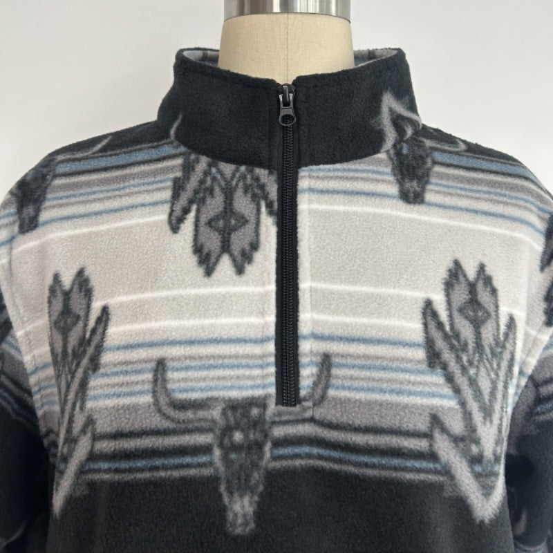 All-day Cozy Quarter-Zip Fleece Cadet Pullove|Relaxed Fit|M-06-003 BlackBlue