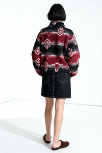 All-day Cozy Quarter-Zip Fleece Cadet Pullove|Relaxed Fit|W-06-003 BalckRed