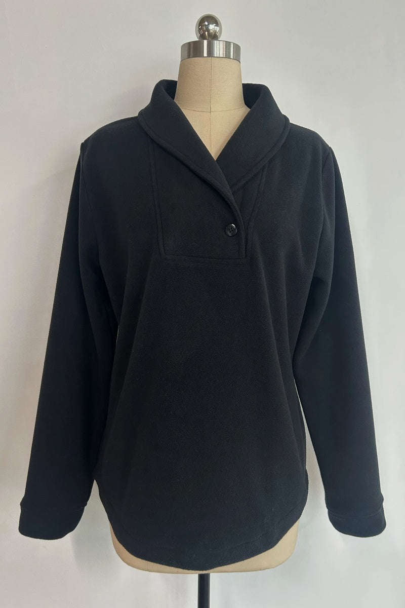 Women's Toasty High-Quality Fleece Pullover With Shawl Collar-W-06-004 Jet Black