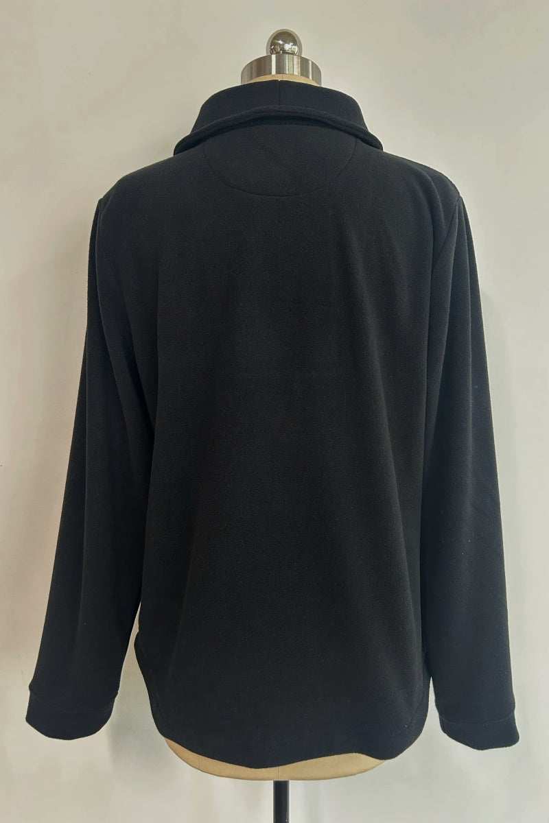 Women's Toasty High-Quality Fleece Pullover With Shawl Collar-W-06-004 Jet Black