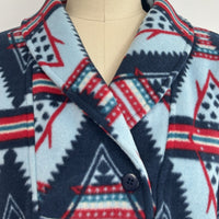 Women's Tasty High-Quality Fleece Pullover With Shawl Collar W-06-005-454 Sky Blue  Aztec