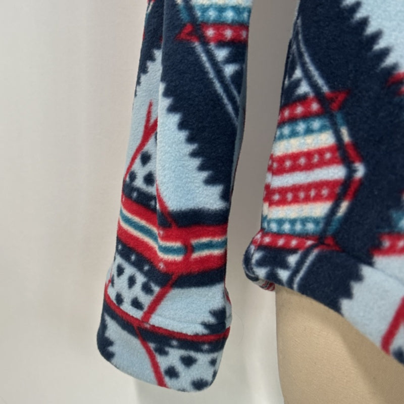 Women's Tasty High-Quality Fleece Pullover With Shawl Collar W-06-005-454 Sky Blue  Aztec