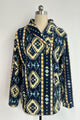 Women's Tasty High-Quality Fleece Pullover With Shawl Collar W-06-004-480 Navy Aztec