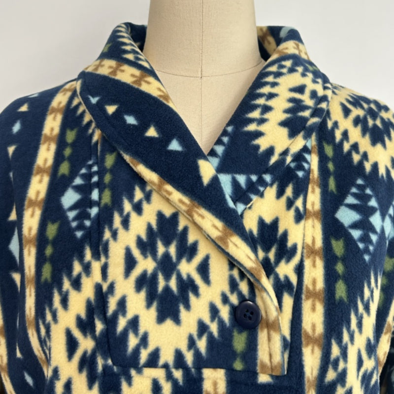 Women's Tasty High-Quality Fleece Pullover With Shawl Collar W-06-004-480 Navy Aztec
