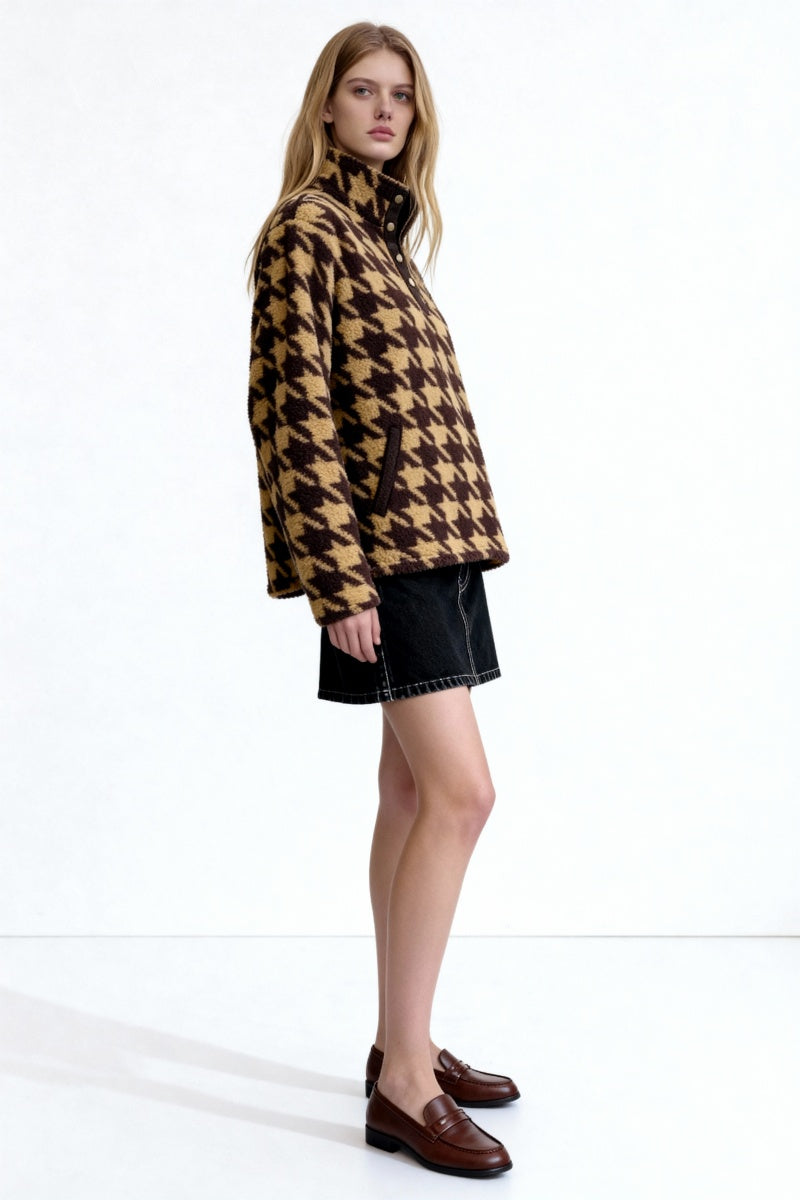 All-Day Cozy Quarter Snap Down Fleece Cadet|Hip Pocket|W-06-006 Dark Choc