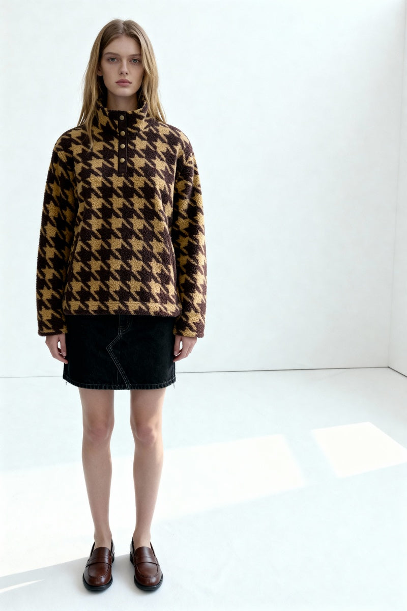 All-Day Cozy Quarter Snap Down Fleece Cadet|Hip Pocket|W-06-006 Dark Choc