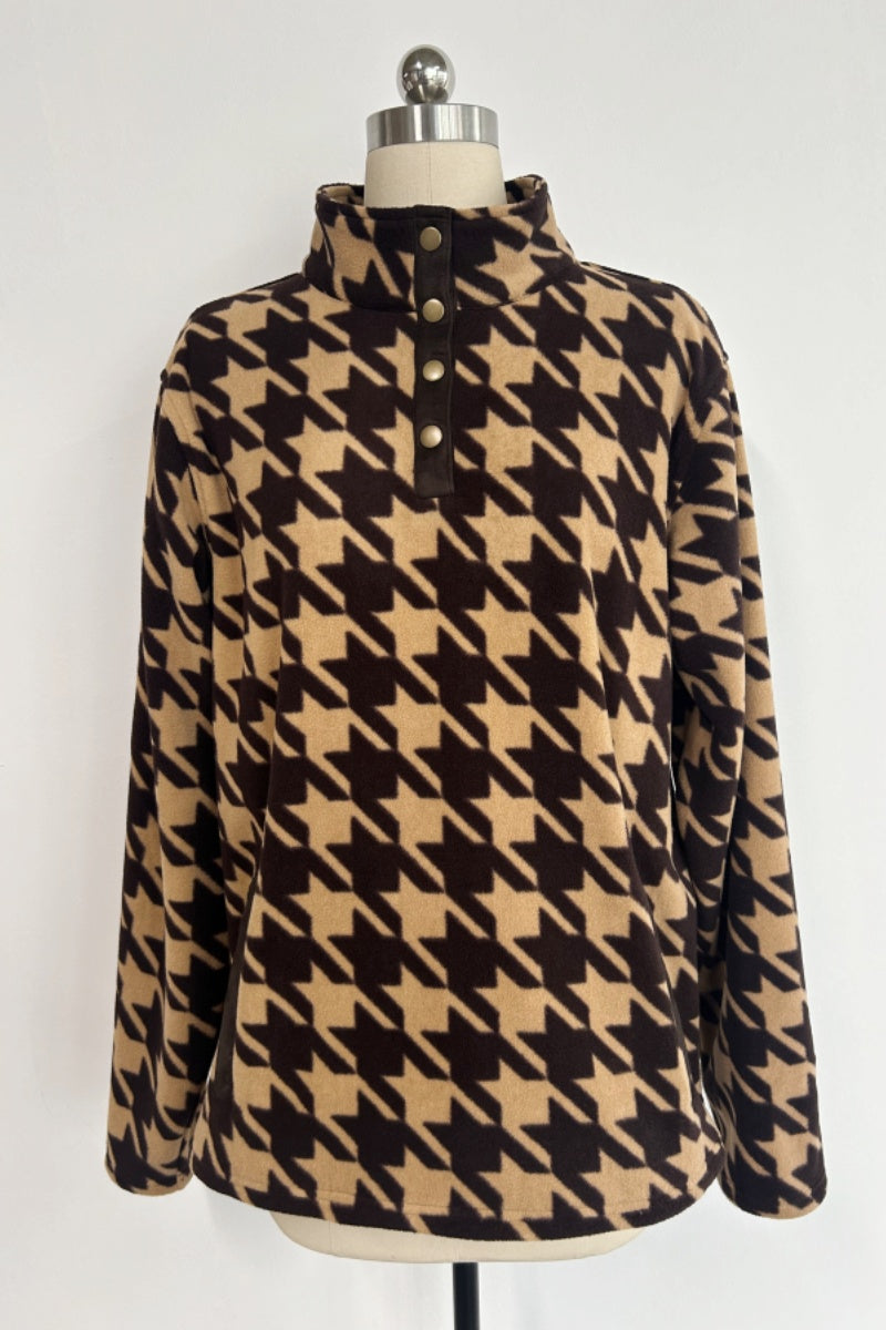 All-Day Cozy Quarter Snap Down Fleece Cadet|Hip Pocket|W-06-006 Dark Choc