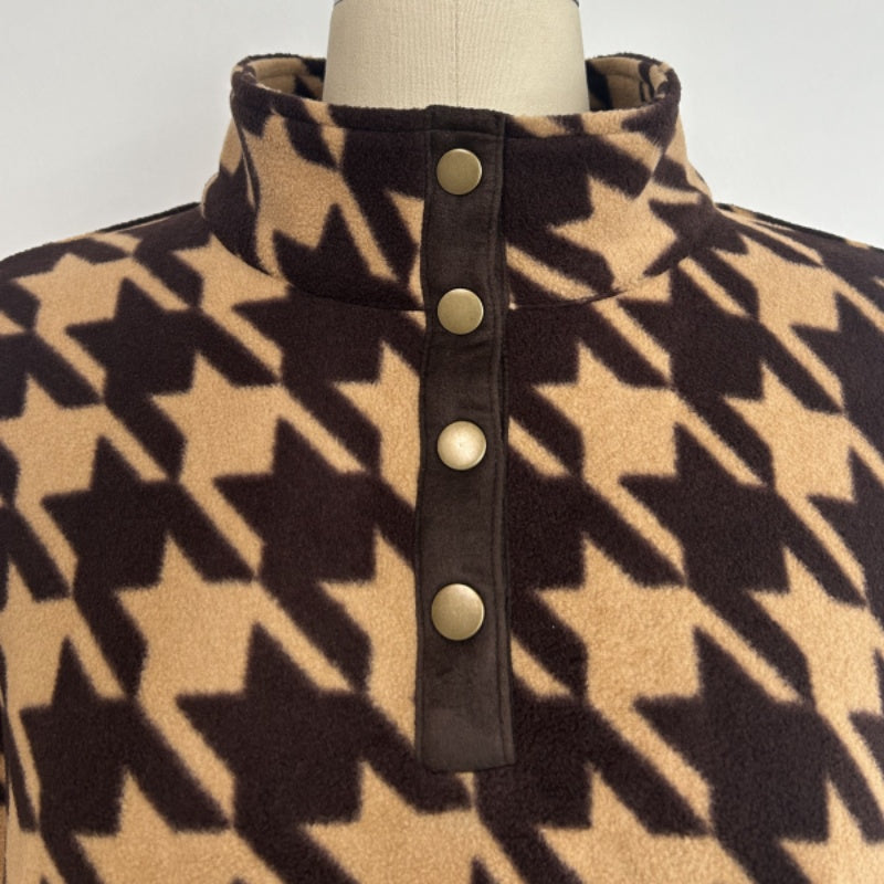 All-Day Cozy Quarter Snap Down Fleece Cadet|Hip Pocket|W-06-006 Dark Choc