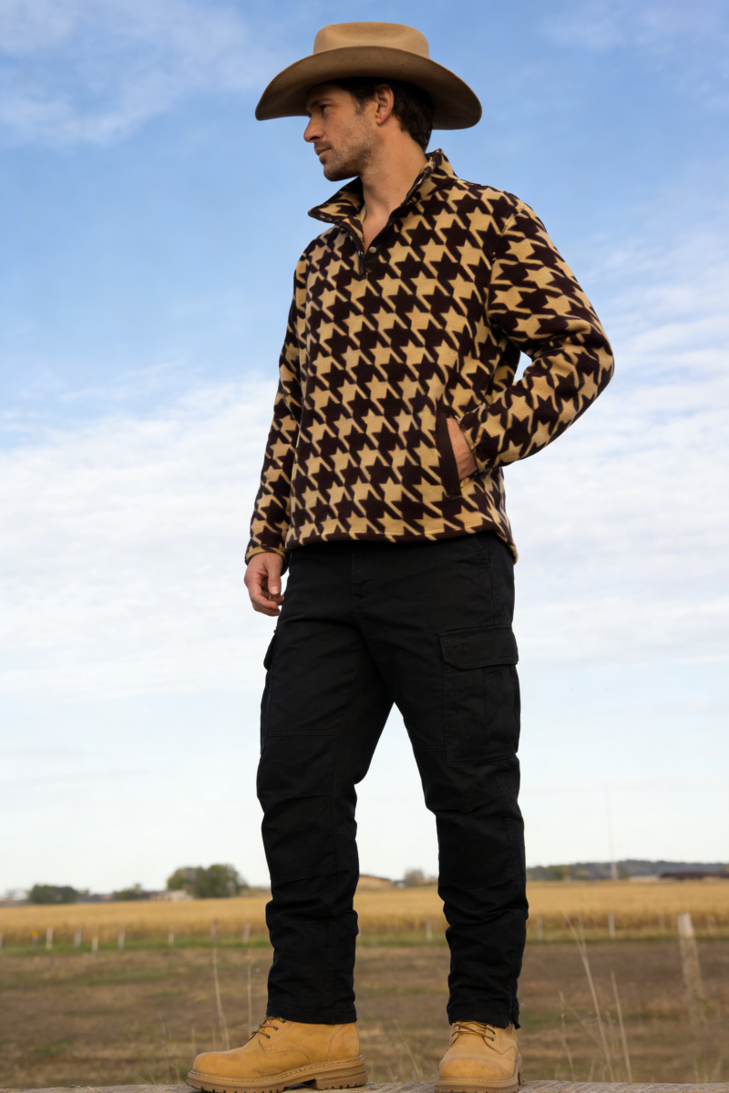 All-Day Cozy Quarter Snap Down Fleece Cadet|Hip Pocket|U-06-006 Dark Choc