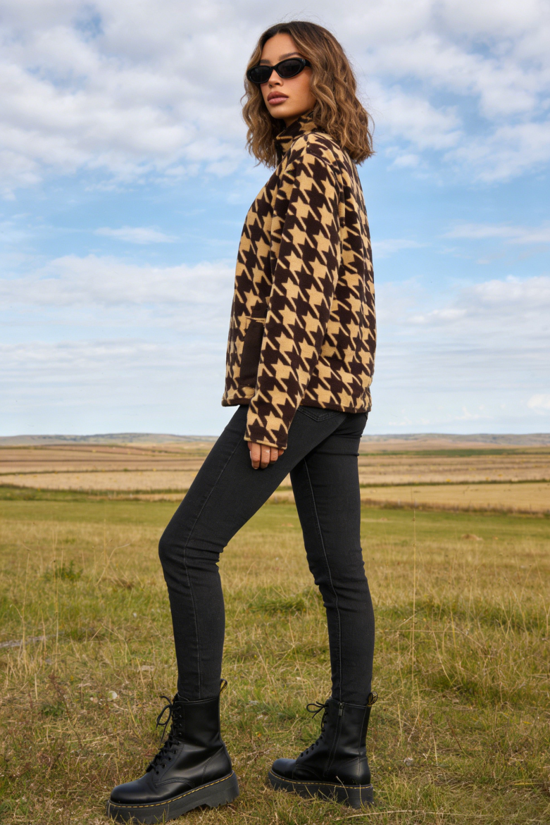 All-Day Cozy Quarter Snap Down Fleece Cadet|Hip Pocket|U-06-006 Dark Choc