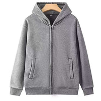 Sudadera unisex con cremallera completa, lavado a máquina, estilo vintage y bolsillos de ribete en la cadera - M-07-022 - Grafito