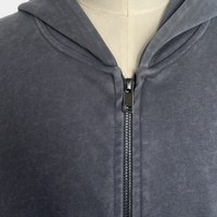 Sudadera unisex con cremallera completa, lavado a máquina, estilo vintage y bolsillos de ribete en la cadera - M-07-022 - Grafito