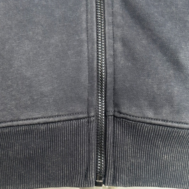 Sudadera unisex con cremallera completa, lavado a máquina, estilo vintage y bolsillos de ribete en la cadera - M-07-022 - Grafito