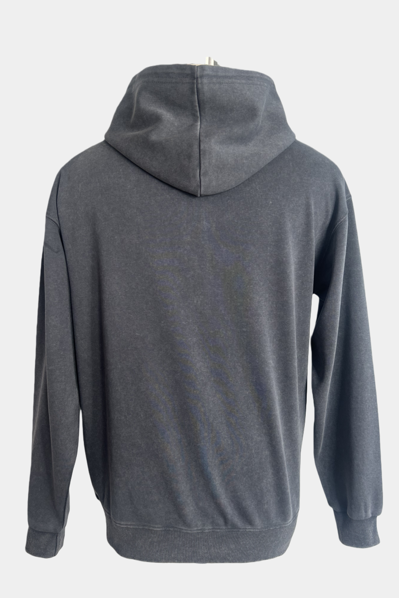 Sudadera unisex con cremallera completa, lavado a máquina, estilo vintage y bolsillos de ribete en la cadera - M-07-022 - Grafito