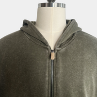 Unisex Vintage Look Garment Washed Full Zip Sweatshirt｜Hip Welted Pockets W-07-022-300 Army