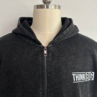 Unisex Vintage Look Garment Washed Full Zip Sweatshirt｜Hip Welted Pockets U-07-022