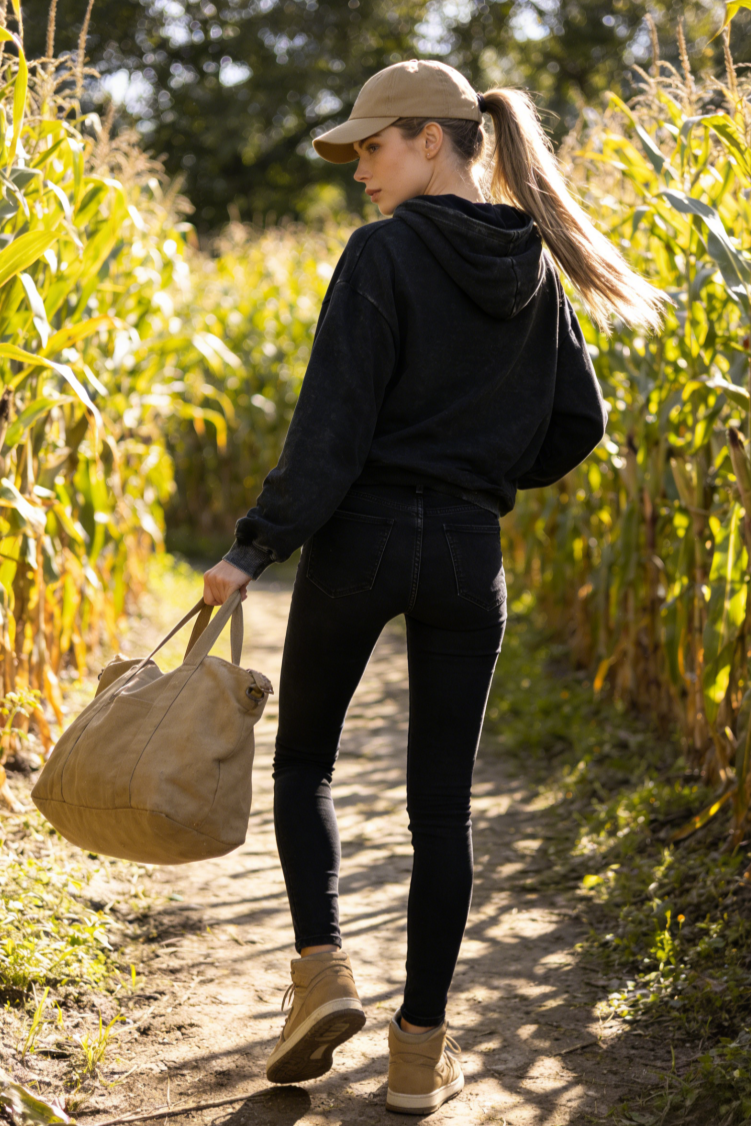 Unisex Vintage Garment-washed Hoodie|Relaxed Fit|Kangaroo Pouch Pocket U-07-023 Washed Black,Graphite, Chocolate