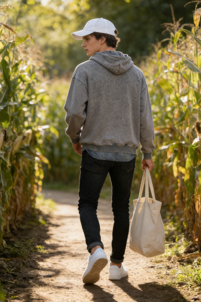 Unisex Vintage Garment-washed Hoodie|Relaxed Fit|Kangaroo Pouch Pocket U-07-023 Washed Black,Graphite, Chocolate