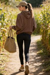 Unisex Vintage Garment-washed Hoodie|Relaxed Fit|Kangaroo Pouch Pocket U-07-023 Washed Black,Graphite, Chocolate