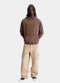 Unisex Vintage Garment-washed Hoodie|Relaxed Fit|Kangaroo Pouch Pocket M-07-023 Choc