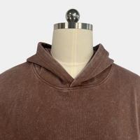 Unisex Vintage Garment-washed Hoodie|Relaxed Fit|Kangaroo Pouch Pocket M-07-023 Choc