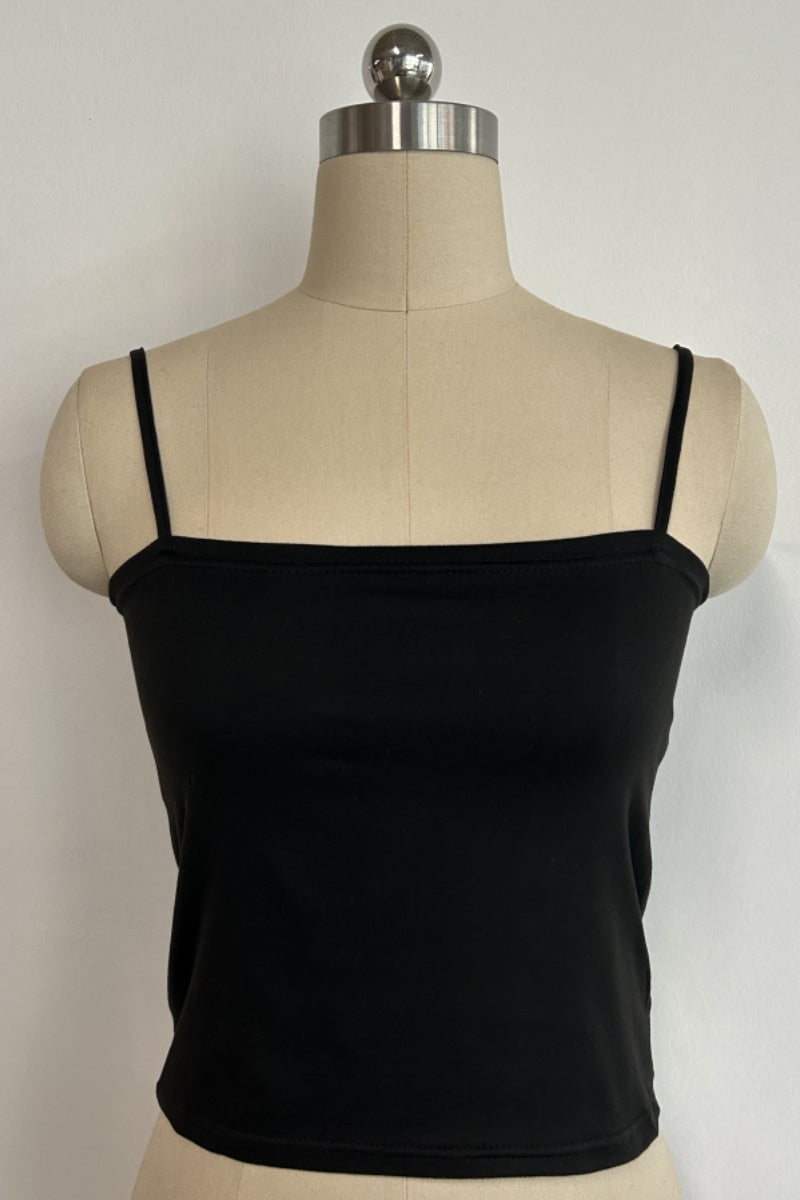 Women’s Stretch Camisole Spaghetti Crop Top-W-01-003 White,Black