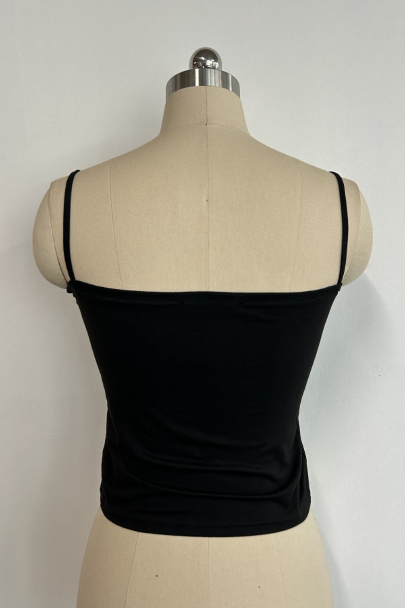 Women’s Stretch Camisole Spaghetti Crop Top-W-01-003 White,Black