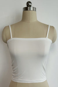 Women’s Stretch Camisole Spaghetti Crop Top-W-01-003 White