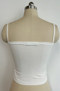 Women’s Stretch Camisole Spaghetti Crop Top-W-01-003 White
