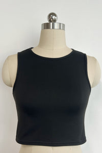 Women’s Mid-Neck Cropped Tank Top W-01-004 Black, White