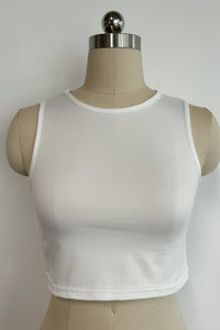 Women’s Mid-Neck Cropped Tank Top W-01-004 Black, White