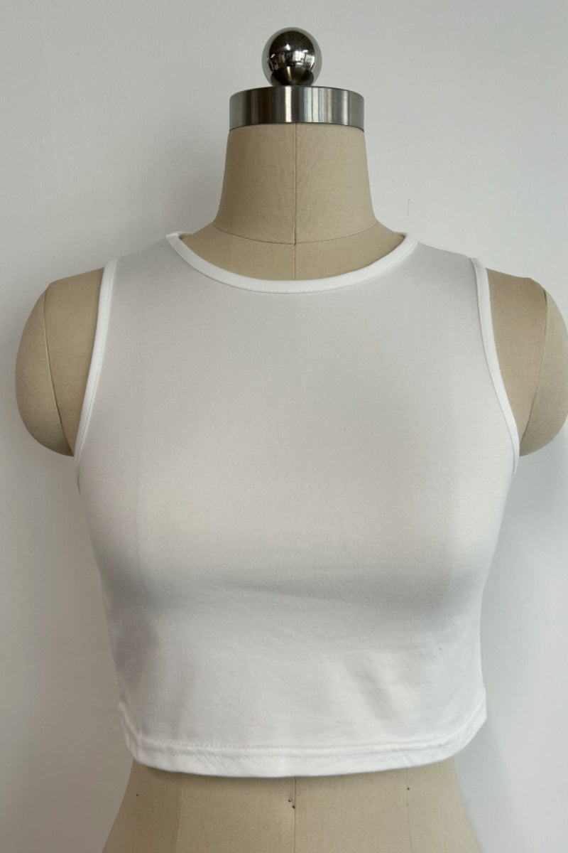 Women’s Mid-Neck Cropped Tank Top W-01-004 Black, White