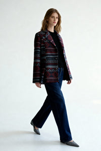 Women's Elegant Wool Jacket with Suit-type Collar and Feminine Flow|W-02-002-480