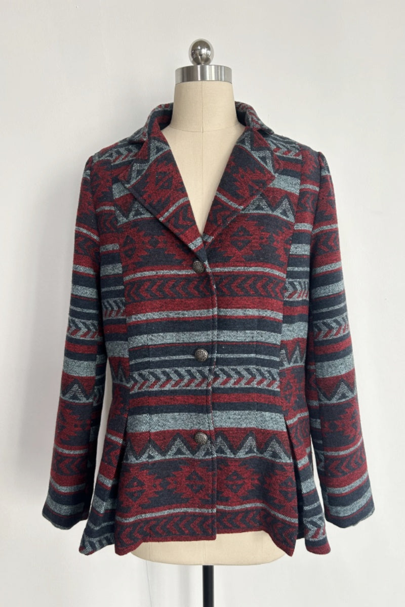 Women's Elegant Wool Jacket with Suit-type Collar and Feminine Flow|W-02-002-480