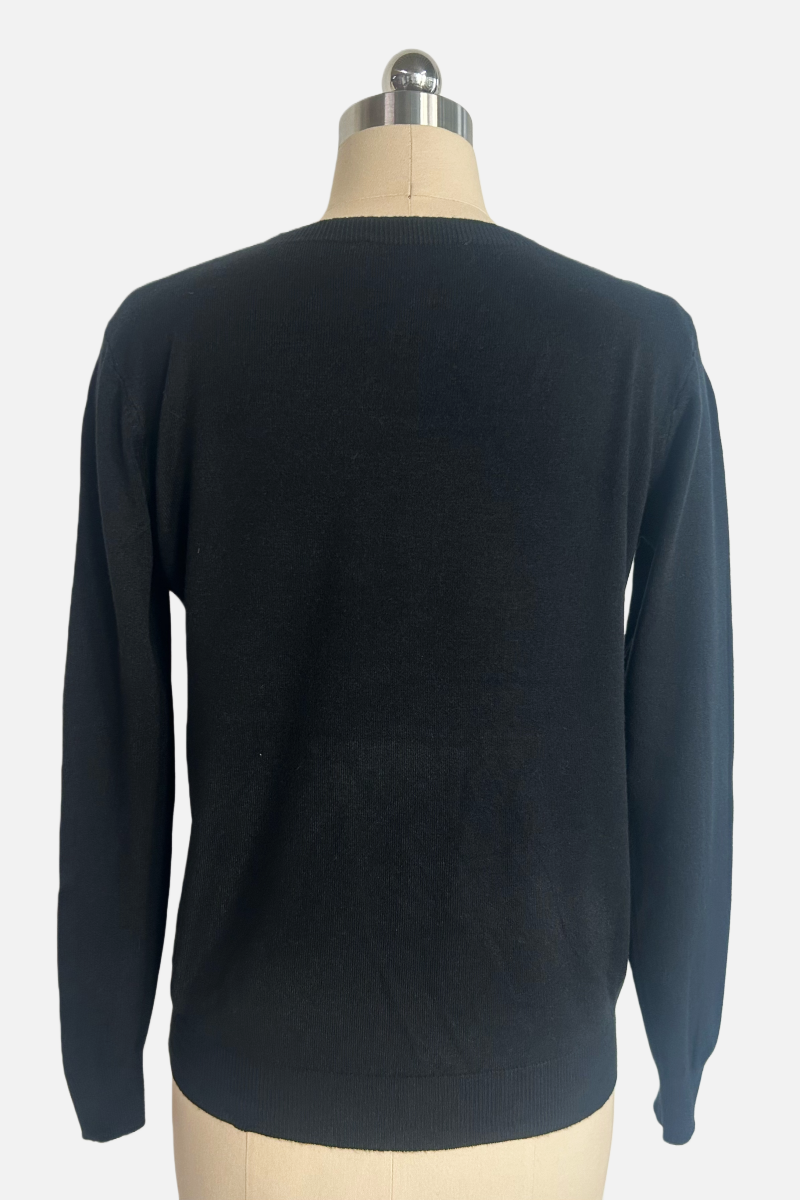 Women's Everyday Soft V-neck Cozy Sweater|One Size Fits Most|W-03-011|Black