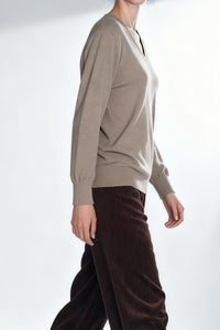 Women's Everyday Soft V-neck Cozy Sweater|One Size Fits Most|W-03-011 Oatmeal