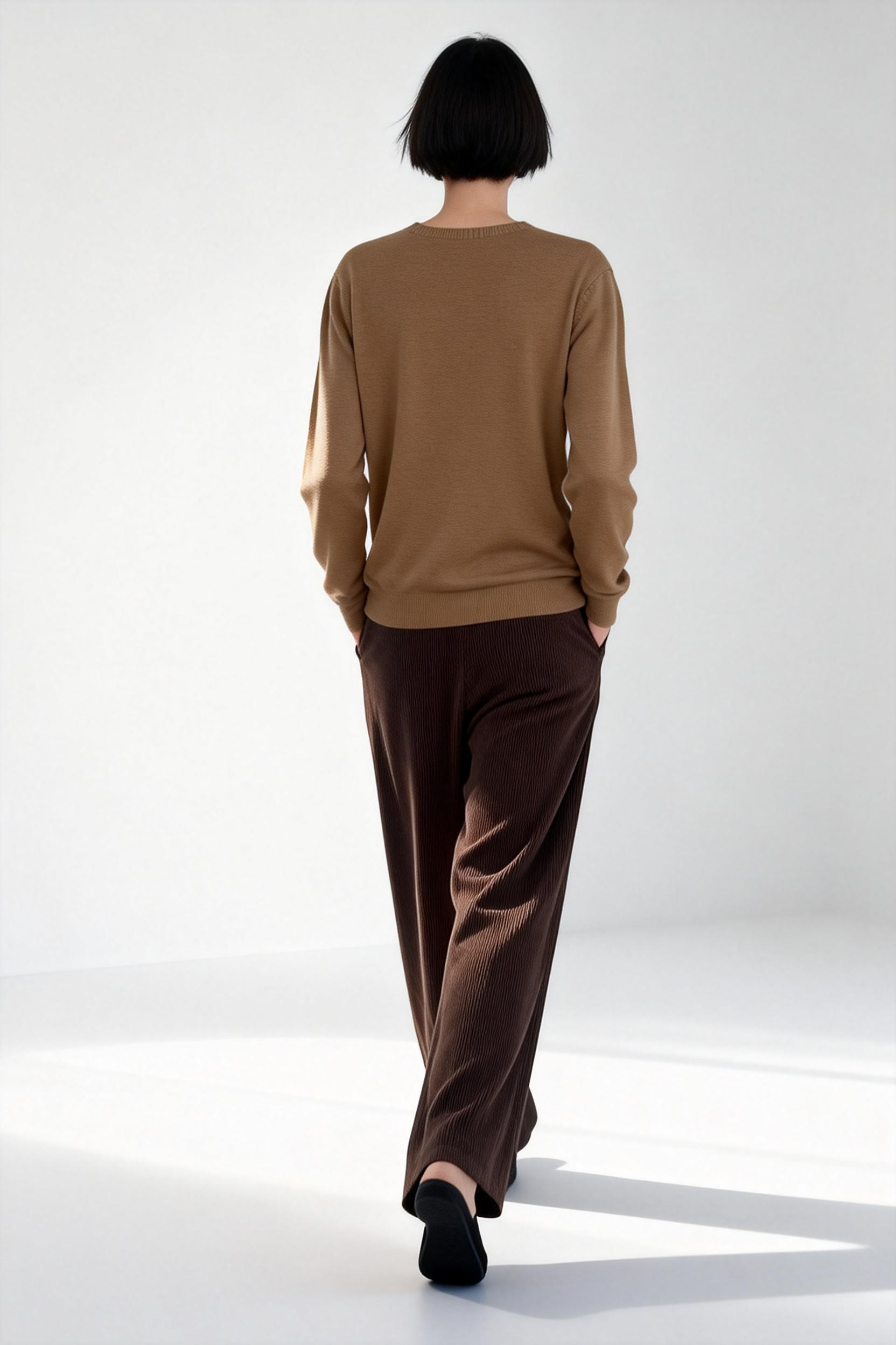 Women's Everyday Soft V-neck Cozy Sweater|One Size Fits Most|W-03-011 Mocha