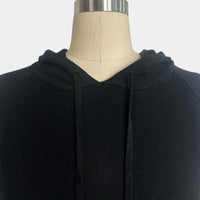 Suéter de punto suave con capucha para mujer - Estilo relajado y básico para el día a día W-03-012-Negro