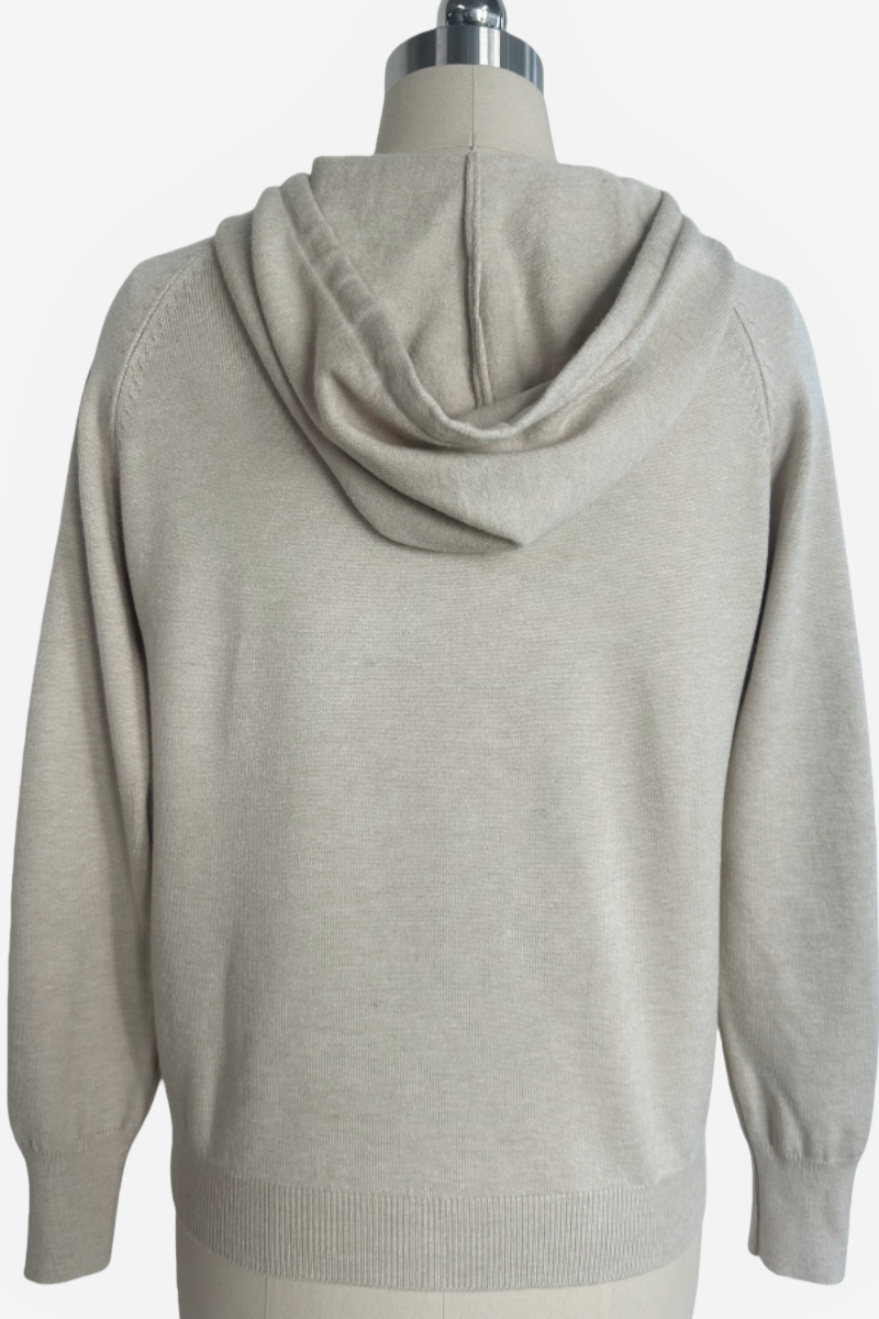 Women's Soft Knit Hooded Sweater-Relaxed Everyday Essential W-03-012-Oatmeal