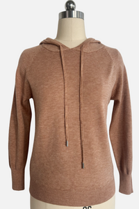 Women's Soft Knit Hooded Sweater-Relaxed Everyday Essential W-03-012-Cinnamon